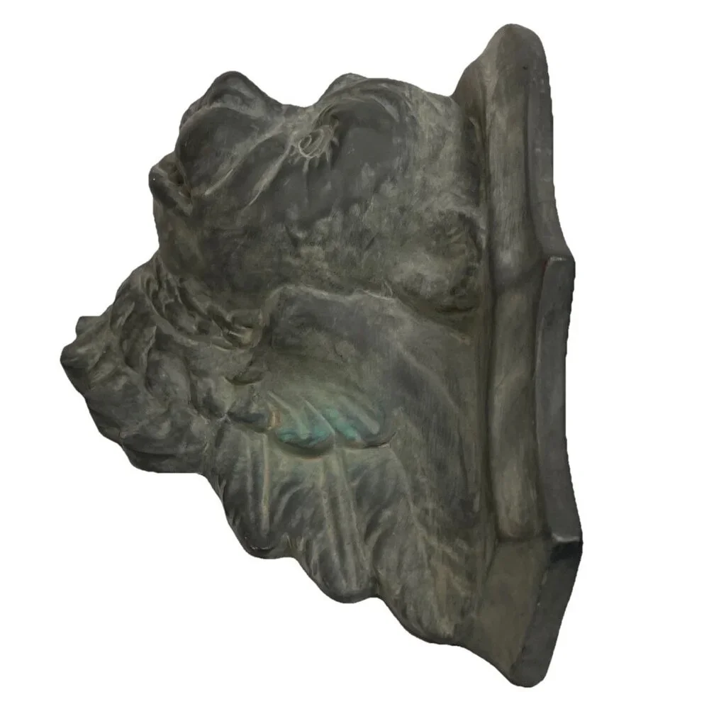 Gargoyle w Wings Face Head Gray Pottery Shelf Decor Head 10
